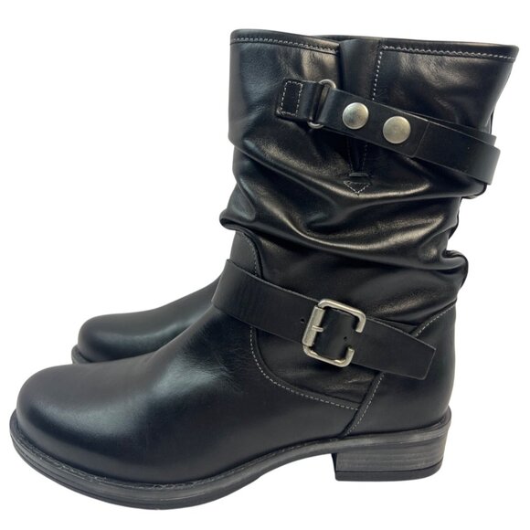 Eric Michael Womens Black Leather Pull On Moto Laguna Boot Size EU 38 - Picture 5 of 9